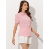 Allegra K Women's Plaid Gingham Puff Short Sleeve Peter Pan Collar Button Down Shirt - 3 of 4