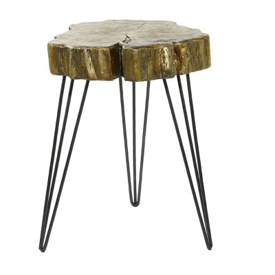 Modern Polystone and Metal Accent Table Gold - Olivia & May