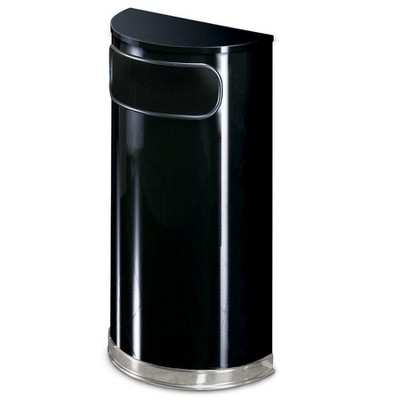 Rubbermaid Commercial Half Round Receptacle 9 Gallon 18"x9"x32" Black/Chrome SO820PLBK