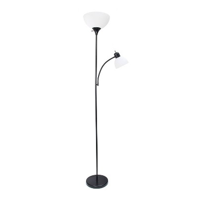 Adjustable Dual-Light Torchiere Floor Lamp in Sleek Black