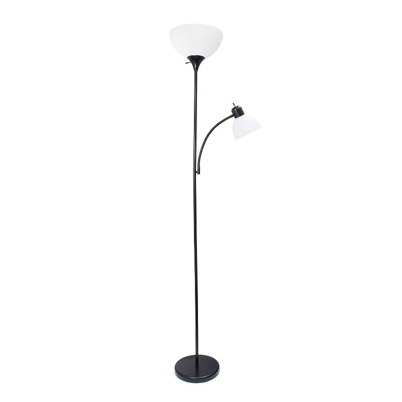 Adjustable Dual-Light Torchiere Floor Lamp in Sleek Black