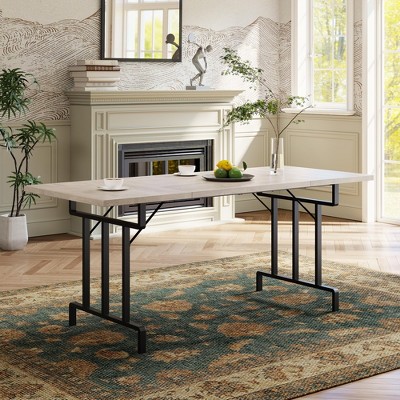 Whizmax Dining Table for 8 People, 70.87-inch Rectangular Wood Kitchen Table with Metal Frame, Industrial Large Long Dining Room Table for Big Family