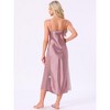 INSPIRE CHIC  Lingerie Satin Silky Lace Sleeveless V Neck Cami Spaghetti Strap Midi Chemise Nightgown - 4 of 4