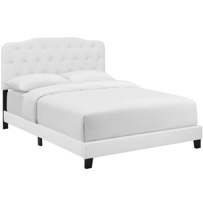Twin Amelia Twin Faux Leather Bed White - Modway