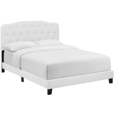 Twin Amelia Faux Leather Bed White, Twin Leather Bed