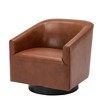 Faux Leather Wood Base Swivel Chair with Solid Wood Frame, Foam Cushion, and Transitional Styling - 2 of 4