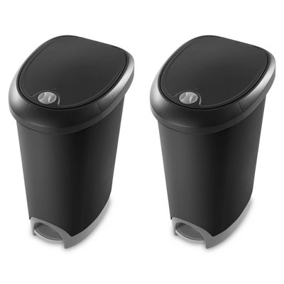 Hefty 12.3gal Slim Step Trash Can With Locking Lid Black : Target