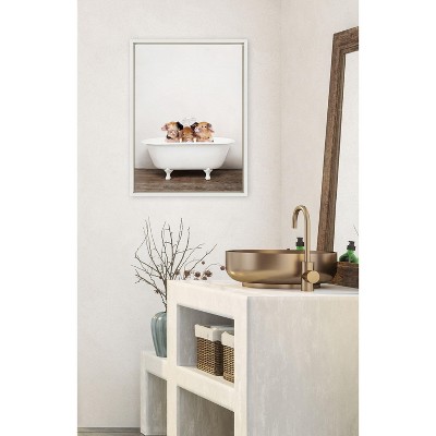 Three Little Pigs in Vintage Bathtub Framed Canvas Art