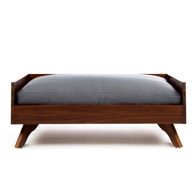 VaporNova Elevated Dog Bed - 29.5” x 17.75” x 11” Mid-Century Modern Wood Dog Bed for Medium to Large Pets (Brown)