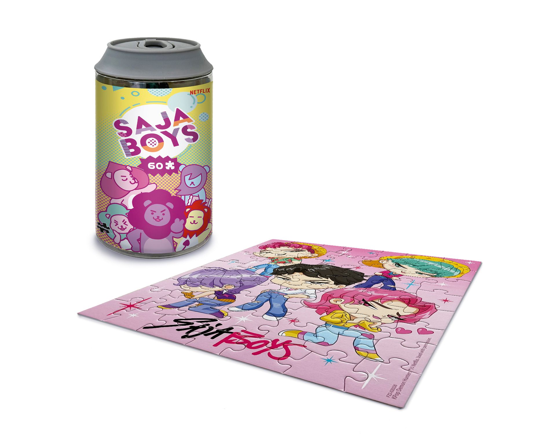 KPop Demon Hunters: Saja Boys Soda Chibi Puzzle 60pc Can