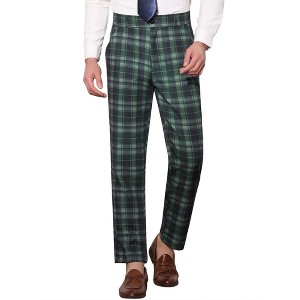 Lars Amadeus Men's Plaid Regular Fit Formal Business Dress Pants - 1 of 4