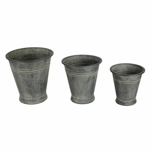 Slickblue Set of Three Metal Planters, Copper Finish, Large to Small Buckets, Modern Farmhouse, Copper, 9-13" - 1 of 3