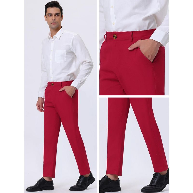 Lars Amadeus Men's Straight Fit Flat Front Chino Solid Color Dress Pants, 5 of 6