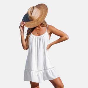 Women's Beach Belle White Cover-Up Mini Dress - Cupshe - 1 of 4