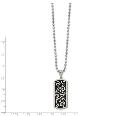 Chisel Stainless Steel Polished Enameled Swirl Design Dog Tag on a 22" Ball Chain Necklace