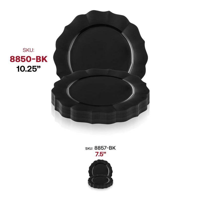 Smarty Had A Party 10.25" Black Round Lotus Disposable Plastic Dinner Plates, 5 of 7