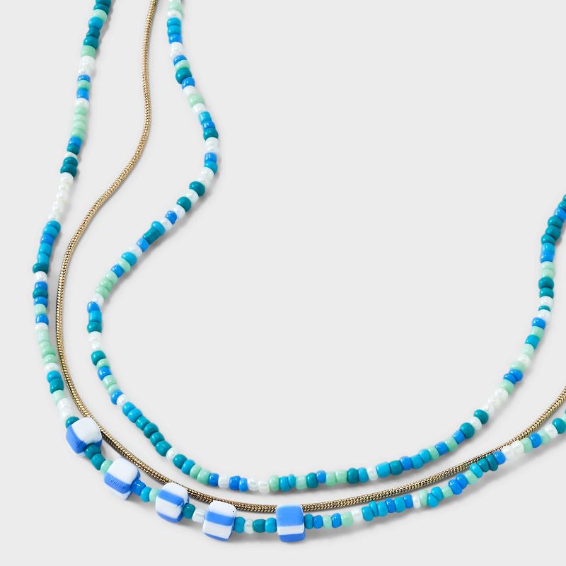 Mini Beaded and Disc Charm Layer Necklace - Universal Thread&#8482; Blue, 5 of 6