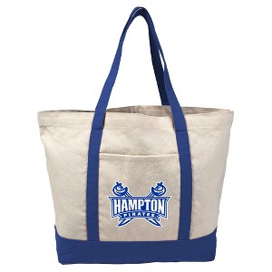 Hampton University Primary Logo Canvas Tote Bag With External Pocket, Reusable Shoulder Bag for Shopping, School, Beach - 1 of 4
