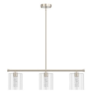 YANSUN 3-Light Brushed Nickel Modern Kitchen Island Integrated LED Pendant Light fixtures, Linear Chandelier with Clear Glass - 1 of 1