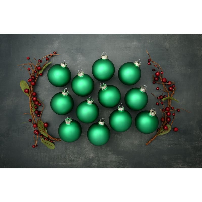 Northlight Matte Glass Christmas Ball Ornaments - 2.75" (70mm) - Green - 12ct, 2 of 4