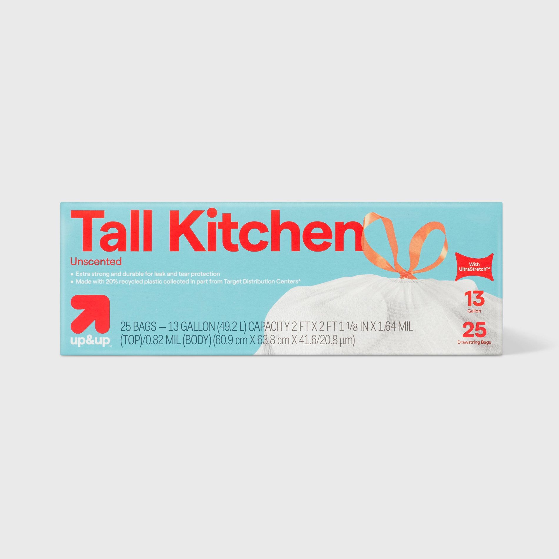 UltraStretch Tall Kitchen Drawstring Trash Bags - Unscented - 13gal/25ct - up&up™