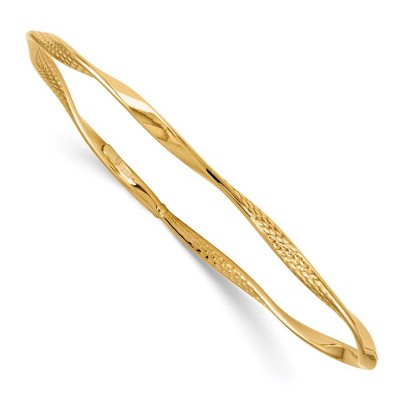Black Bow Jewelry 3mm 14k Yellow Gold Twisted Slip-on Bangle Bracelet
