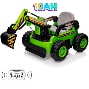 12V Kids Ride-On Excavator with Remote Control, Real Electric Digging Arm, 4WD Motors, Bluetooth Music,LED Lights,Construction Truck for Kids - 1 of 4