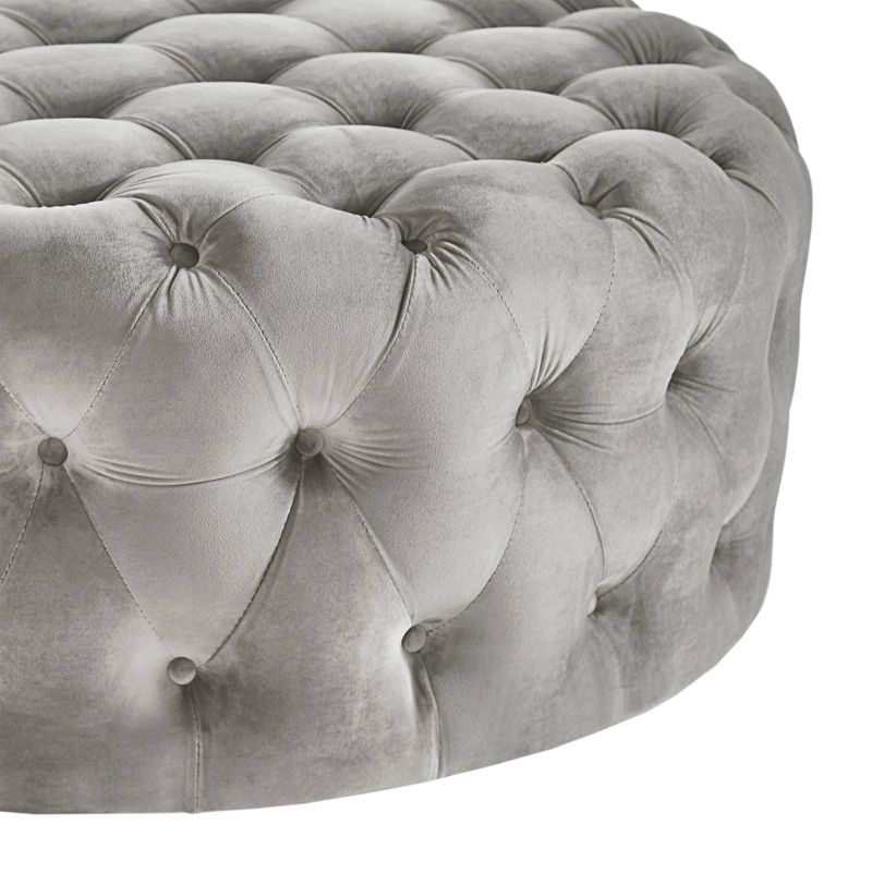 Beekman Place Velvet Button Tufted Round Cocktail Ottoman - Inspire Q, 5 of 10
