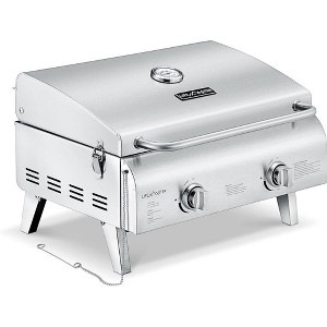 Portable Grill – Table Top Stainless Steel Propane Gas BBQ for Camping and Outdoor – 2 Burners –20,000 - 1 of 4
