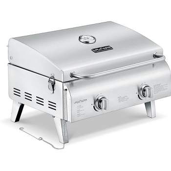 Portable Grill – Table Top Stainless Steel Propane Gas BBQ for Camping and Outdoor – 2 Burners –20,000
