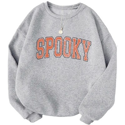 Plus Size Halloween Sweatshirts Tops with Crew Neck Long Sleeve Graphic Print Pullover Sweat Shirts Plus Size Sweatshirts