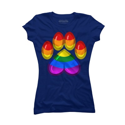 Adult Design By Humans Rainbow Pride Heart Pawprint By leashonlife T-Shirt
