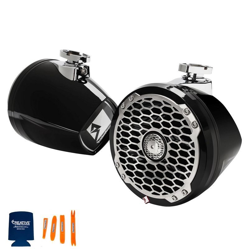Rockford Fosgate PM2652W-MB Pair Punch 6.5" Moto-Can Speaker - Black with PM-CL2B Black Motorsport Can Clamps, 2 of 6