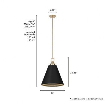 Klein 16" Pendant Light, Metal, Modern Family, Alturas Gold Finish