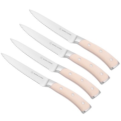 Dura Living Elite Series 8 Piece Stainless Steel Steak Knife Set, Cream