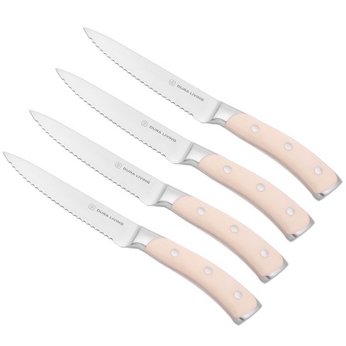 Dura Living Elite Series 4 Piece Stainless Steel Steak Knife Set, Cream :  Target