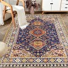 LunaLulinlk Area Rug 5x7 Vintage Bohemia Large Persian Non-slip Washable Rug Abstract Geometrical Blue/ Yellow - 4 of 4