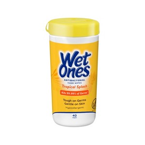 Wet Ones Antibacterial Hand Wipes Canister - Tropical Splash - 40ct - 1 of 4