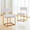 Mshliw Set of 2 Teddy Fabric Dining Chairs with Curved Backrest, Thick Foam Cushion and Golden Iron Legs, Modern Minimalist Chairs for Kitchen - 3 of 4