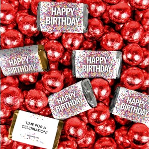 Happy Birthday Candy Confetti Assorted Wrapped Chocolate Miniatures and Milk Chocolate Foil Ball Mix - 1 of 4