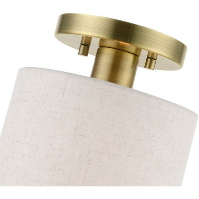 Antique Brass Petite Drum Semi-Flush Mount Light