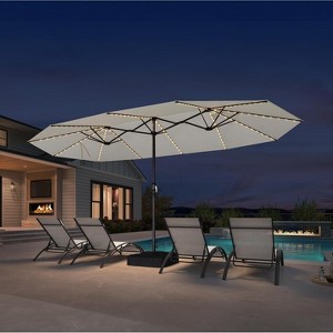 PURPLE LEAF 15ft Patio Market Umbrella and Base Double-Sided Rectangle Outdoor Table Sun Umbrellas with Crank - 1 of 1