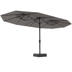 15 Ft Large Patio Umbrella with Solar Lights, Outdoor Double-Sided Rectangle Umbrella with Base, Outdoor Umbrella for Backyard, Pool, Patio - 1 of 4