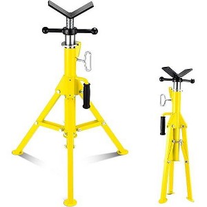 V-Head Pipe Jack Stand, 2500LB Load Capacity with Folding Legs, 28"-52" Adjustable Height ，for Welding, Pipe Threading, Red - 1 of 4