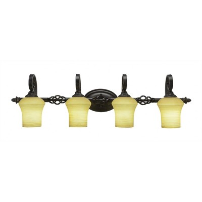 Toltec Lighting Elegante 4 - Light Vanity in  Dark Granite with 5.5" Zilo Cayenne Linen  Shade