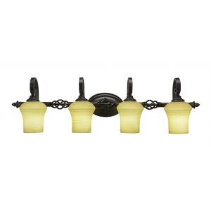 Toltec Lighting Elegante 4 - Light Vanity in  Dark Granite with 5.5" Zilo Cayenne Linen  Shade - 1 of 1