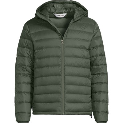 Lands' End Men's Hooded Wanderweight Packable Down Jacket - Medium - Darkest Olive — фото 3
