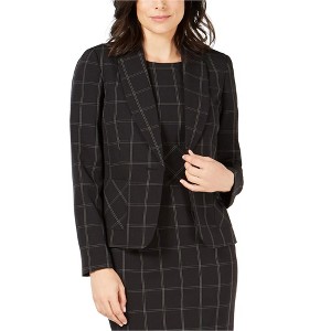 Kasper Womens Windowpane One Button Blazer Jacket, Black, 2P - 1 of 1