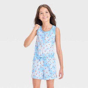 Girls' Knit Tie-Dye Stars' Romper - Cat & Jack™ Blue - 1 of 3