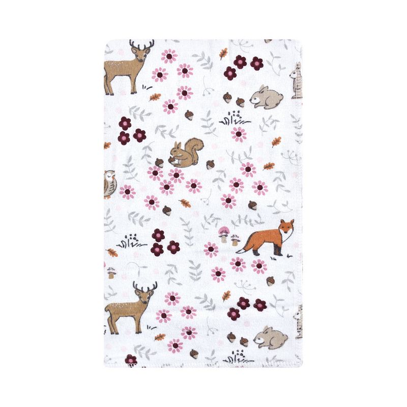 Hudson Baby Infant Girl Cotton Flannel Burp Cloths, Woodland Floral, One Size, 4 of 9
